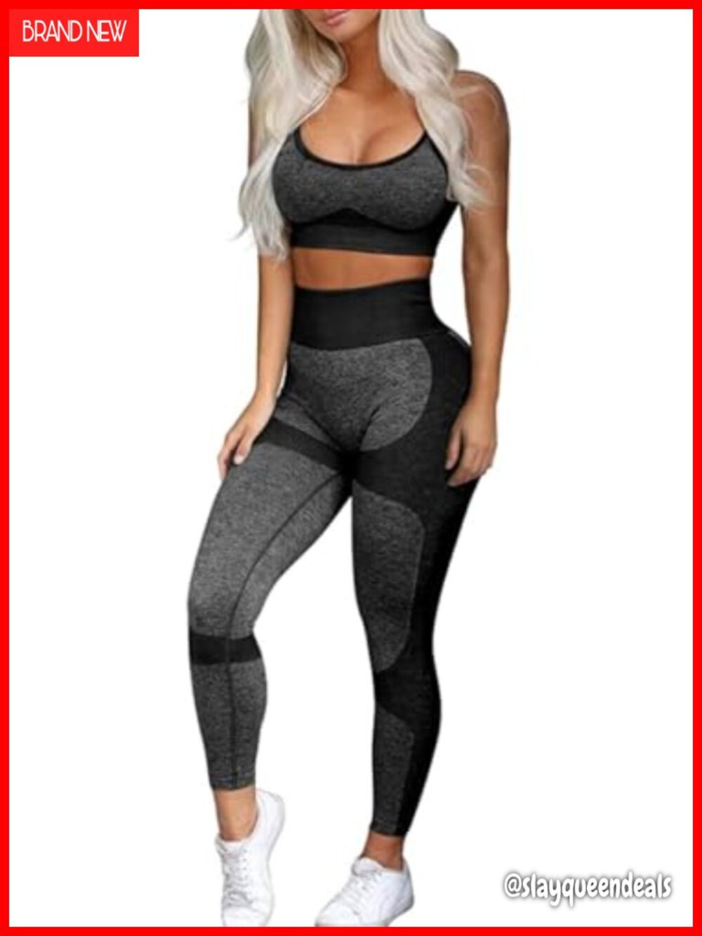Women's 2 Piece Seamless Workout Set Cross Strap Sports Bra Compression Leggings
